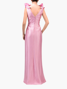 Spring Draped Floral Mikado Gown