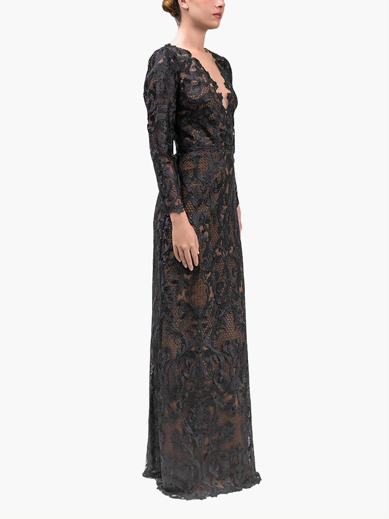 Nocturnes Long Sleeve Lace Gown