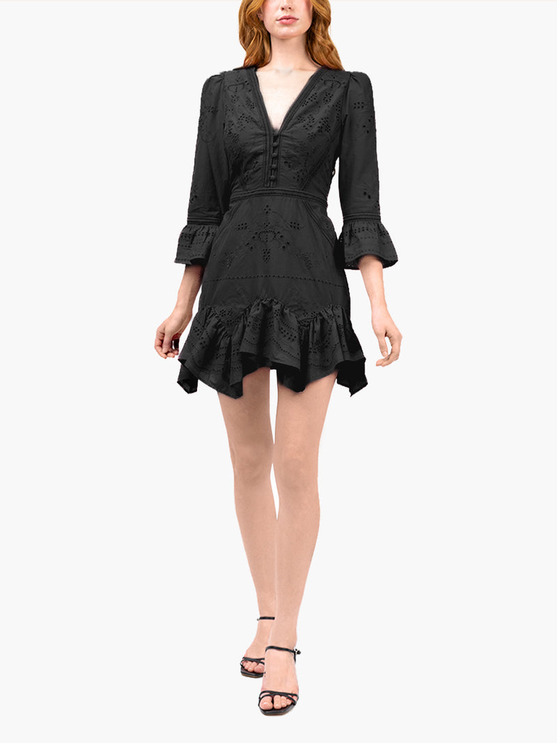 Embroidered Cotton Voile Mini Dress