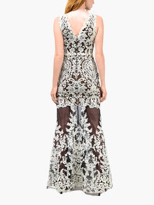 Mirrored Lace Floral Sleeveless Gown