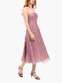 Mirrored Lace Floral Midi Dress