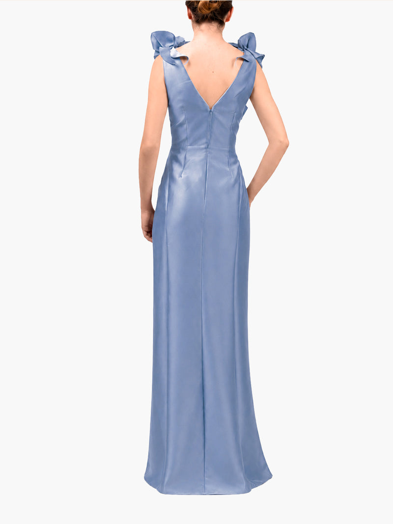 Spring Draped Floral Mikado Gown