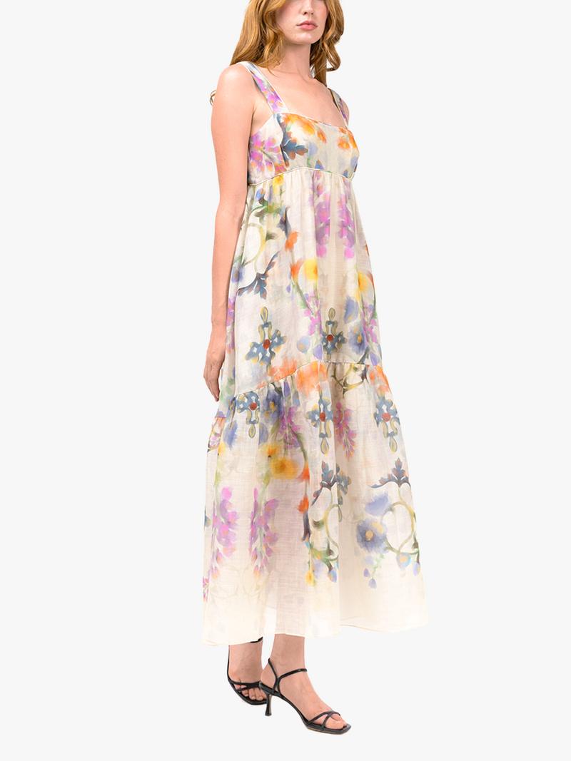 Ramie Square Neck Maxi Dress