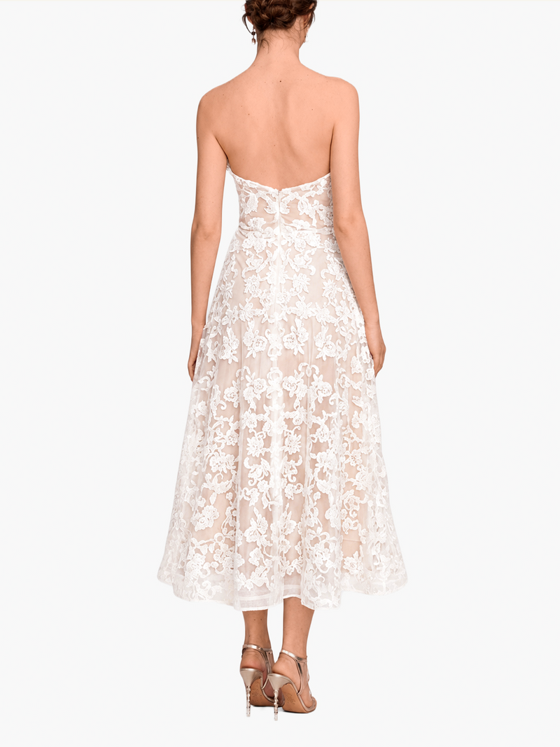 Strapless Corded Midi Dress