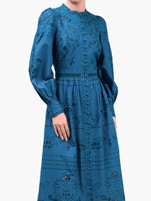 Embroidered Cotton Voile Tiered Maxi Dress