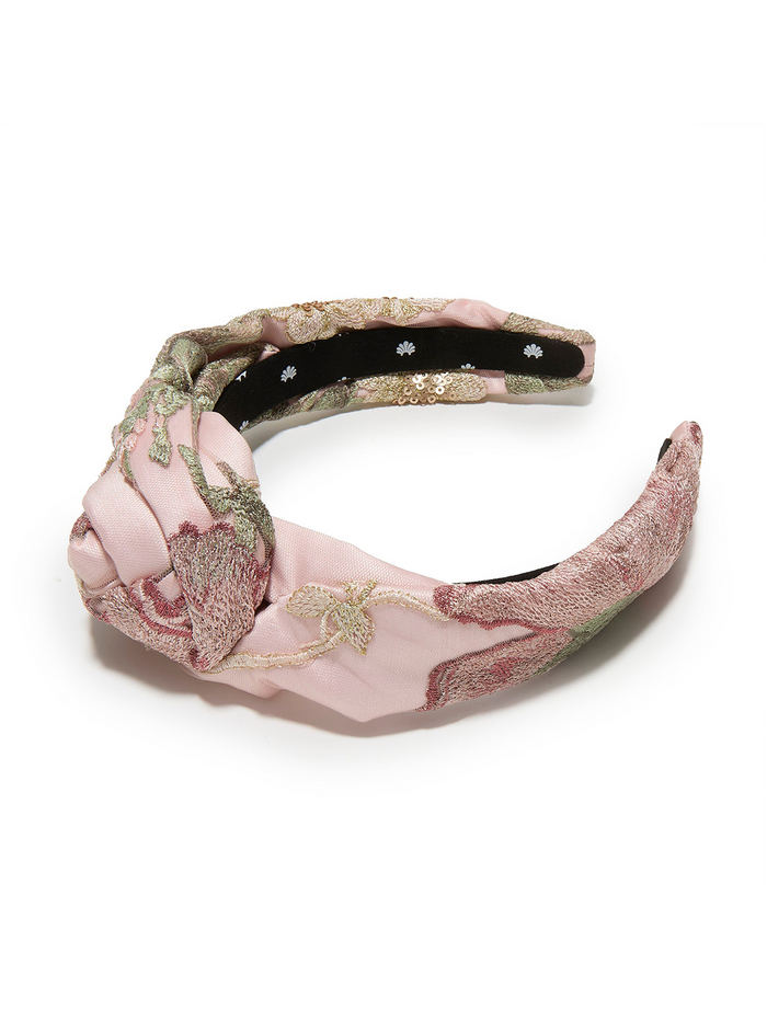 BLUSH MARCHESA COUTURE X LELE SADOUGHI ROSETTE FLORAL SATIN HEADBAND