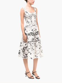 Mirrored Cotton Midi Dress