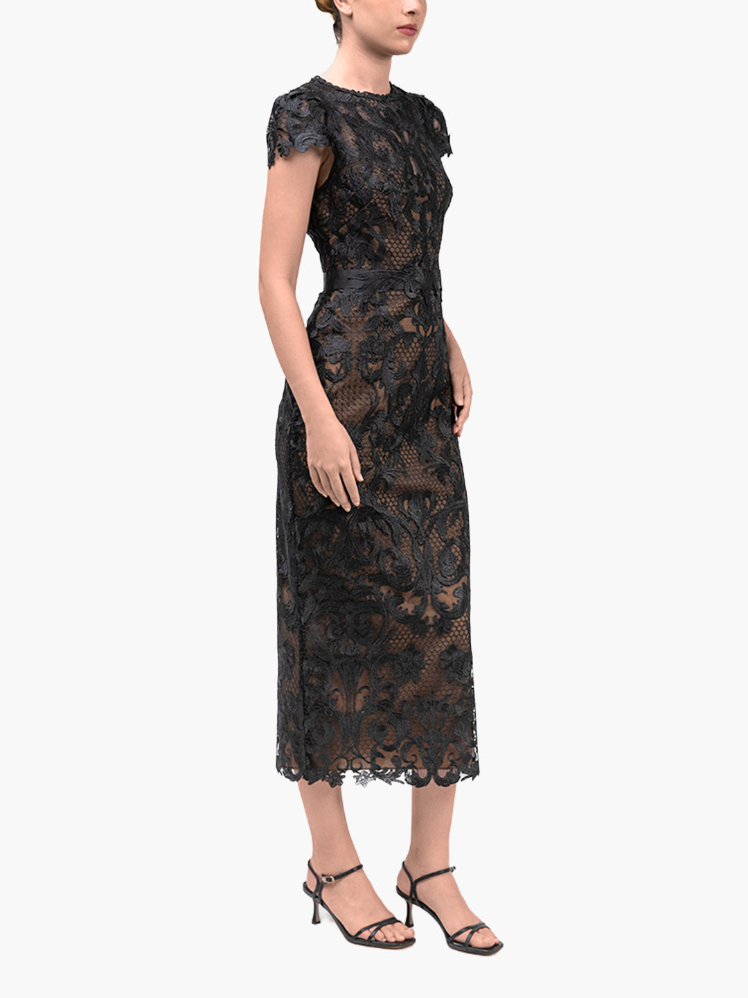 lace midi dress Marchesa Notte Nocturnes Midi Dress