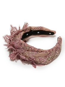 BLUSH MARCHESA COUTURE X LELE SADOUGHI ASYMMETRICAL GRETA EMBROIDERED HEADBAND