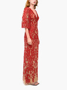 Mirrored Lace Floral Cape Sleeve Gown