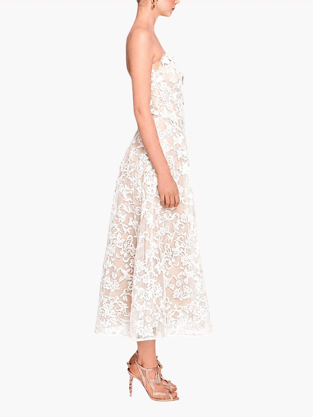 Strapless Corded Midi Dress