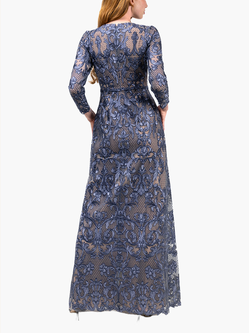 Nocturnes Lace Long Sleeve Gown