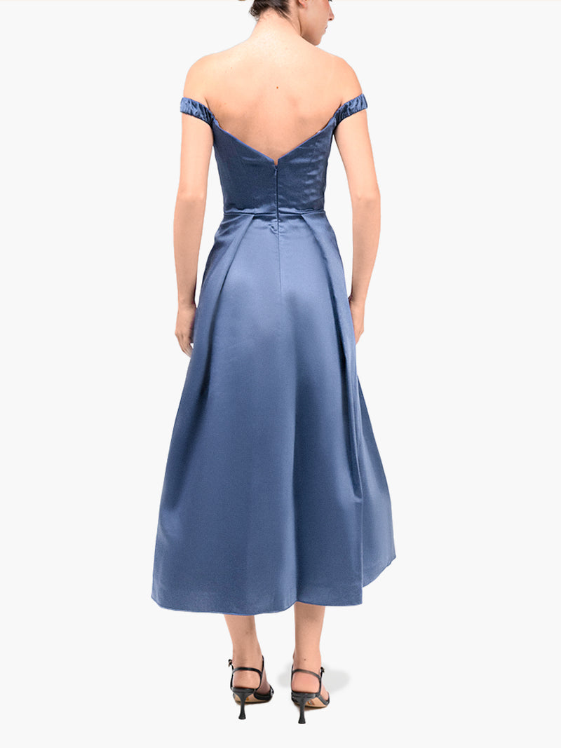 Spring Pleated Mikado Midi Dress