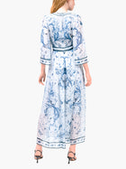 Swan Print Chiffon Gathered Maxi Dress