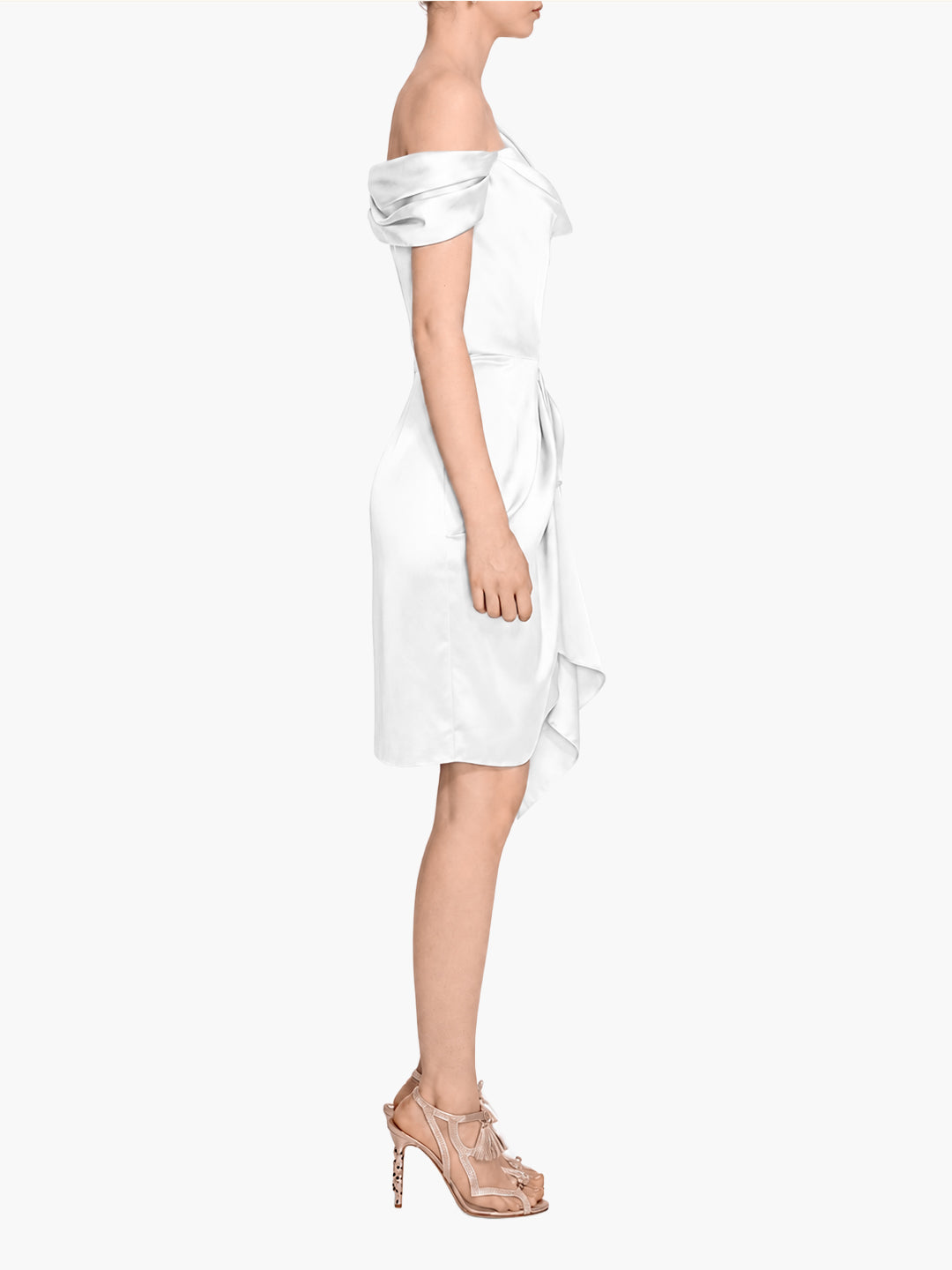 Asymmetric Satin Mini Dress - Ivory / 14 / NB16C3790 Asymmetric Satin Mini Dress - Ivory / 14 / NB16C3790