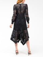 Lace Guipure Handkerchief Midi Dress