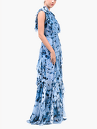 Painterly Print Sleeveless Georgette Gown
