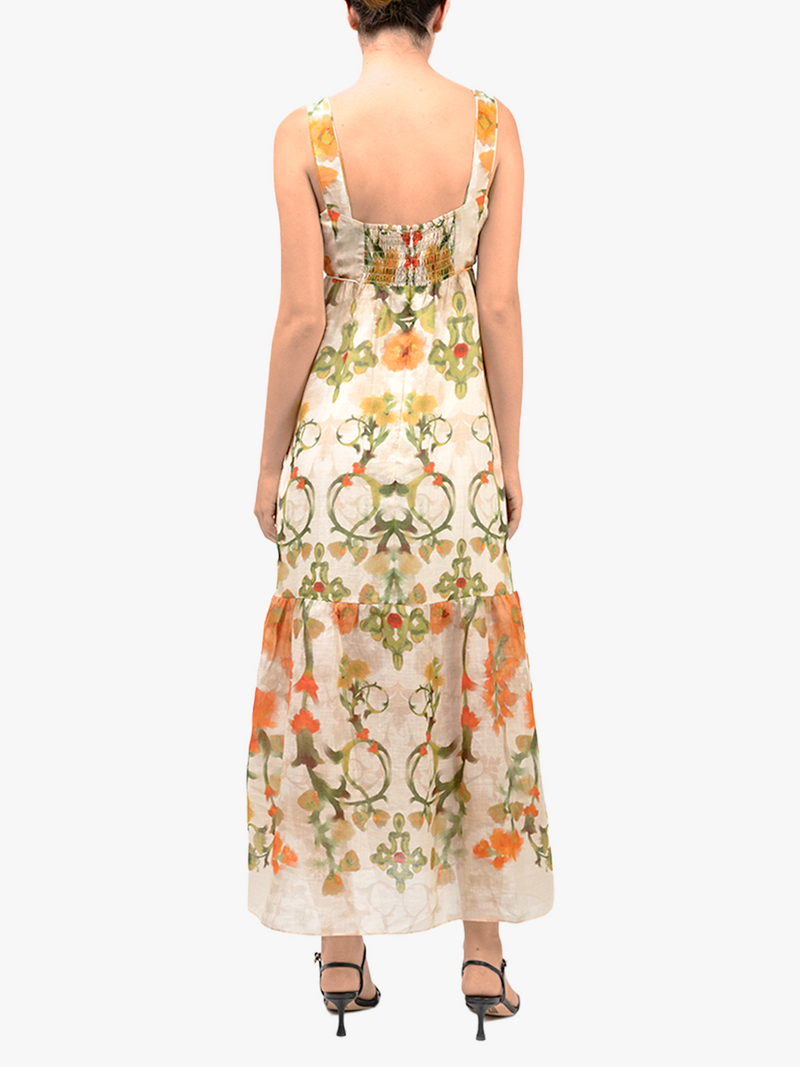 Ramie Square Neck Maxi Dress