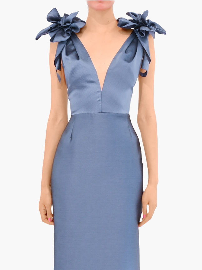 bell sleeve cocktail dress Shapewear Square-Neck Bell Sleeve Midi Dress | Slim main image 1