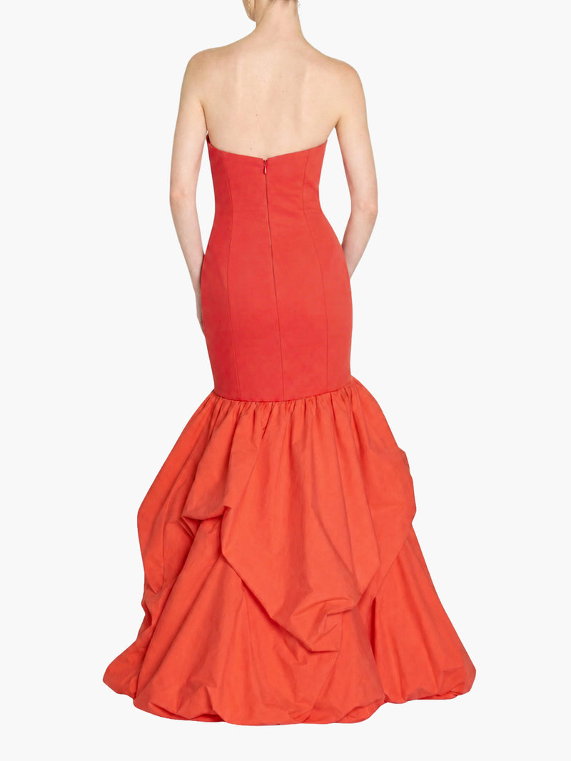 Strapless Drop Waist Mermaid Taffeta Pouf Gown