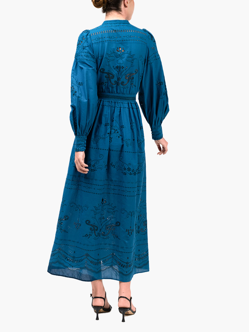 Embroidered Cotton Voile Tiered Maxi Dress
