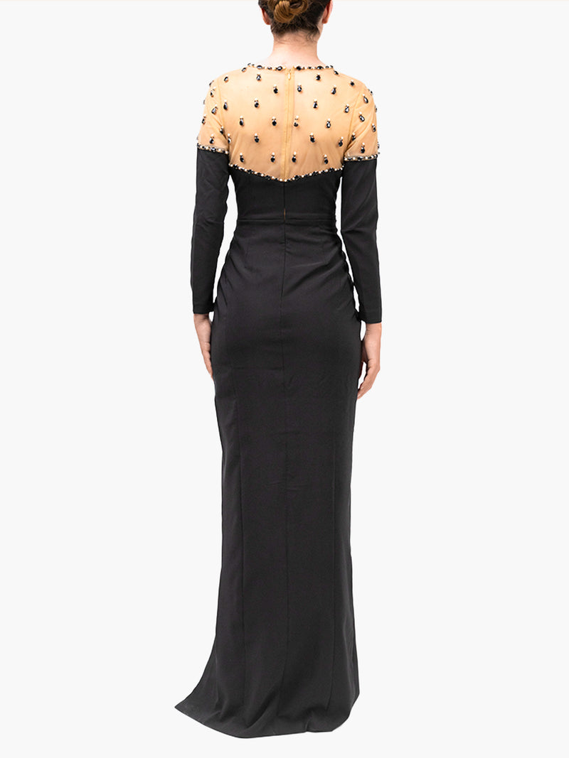 Illusion Crepe Gown