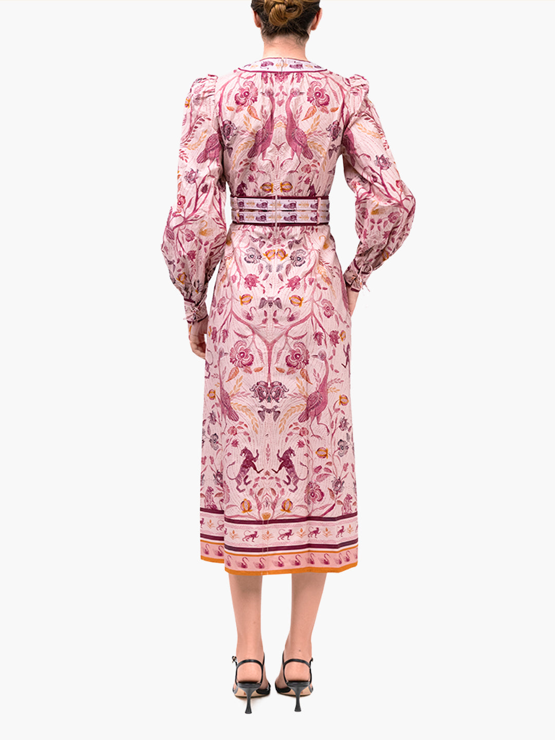 Cotton Poplin Peacock Midi Dress