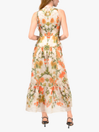Ramie High Neck Tiered Maxi Dress