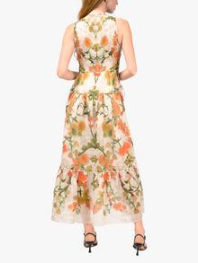 Ramie High Neck Tiered Maxi Dress