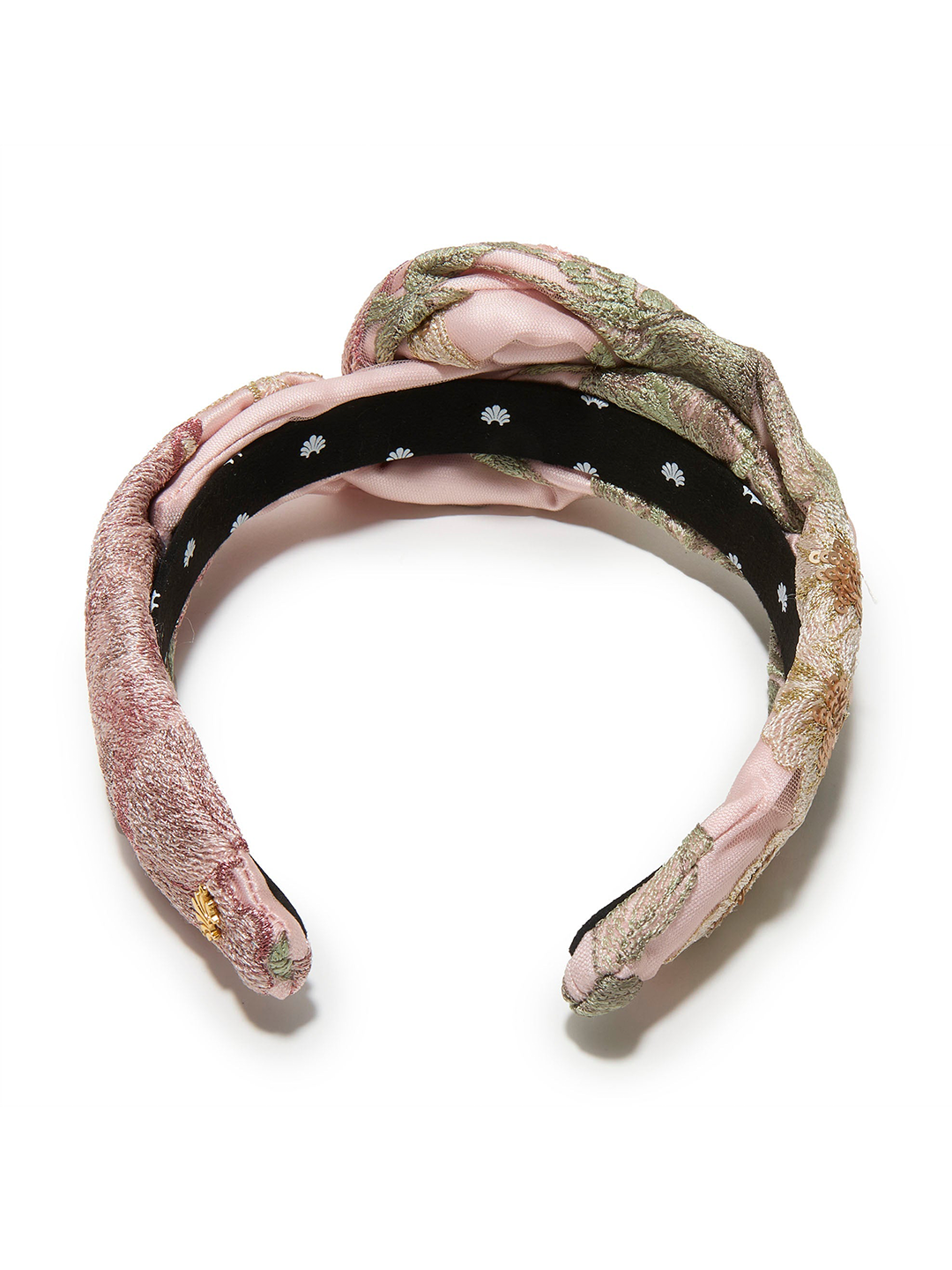 BLUSH MARCHESA COUTURE X LELE SADOUGHI ROSETTE FLORAL SATIN HEADBAND