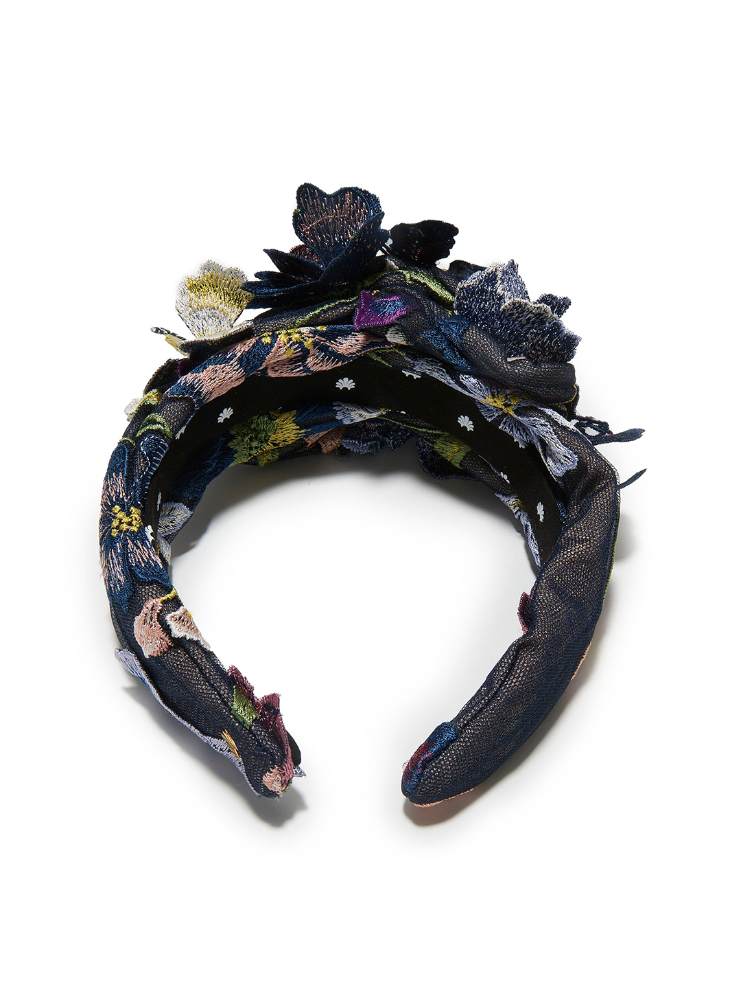 NAVY MARCHESA COUTURE X LELE SADOUGHI CRAWFORD FLORAL APPLIQUE HEADBAND