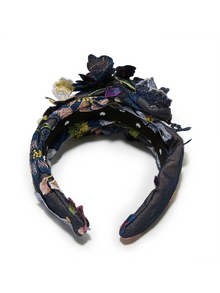 NAVY MARCHESA COUTURE X LELE SADOUGHI CRAWFORD FLORAL APPLIQUE HEADBAND