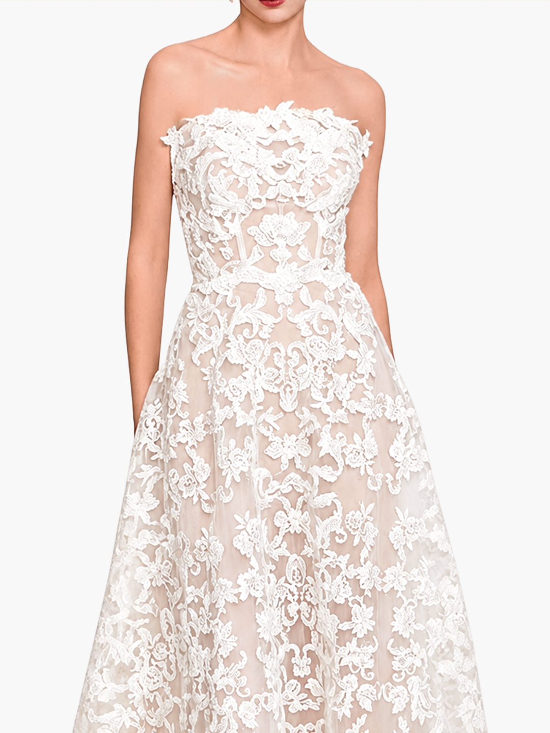 Strapless Corded Midi Dress - Ivory / 2 / NB16M3798 Strapless Corded Midi Dress - Ivory / 2 / NB16M3798