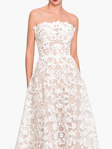 Strapless Corded Midi Dress