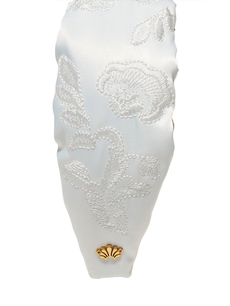 IVORY MARCHESA NOTTE BRIDAL X LELE SADOUGHI EMBROIDERED LACE HOLLY HEADBAND