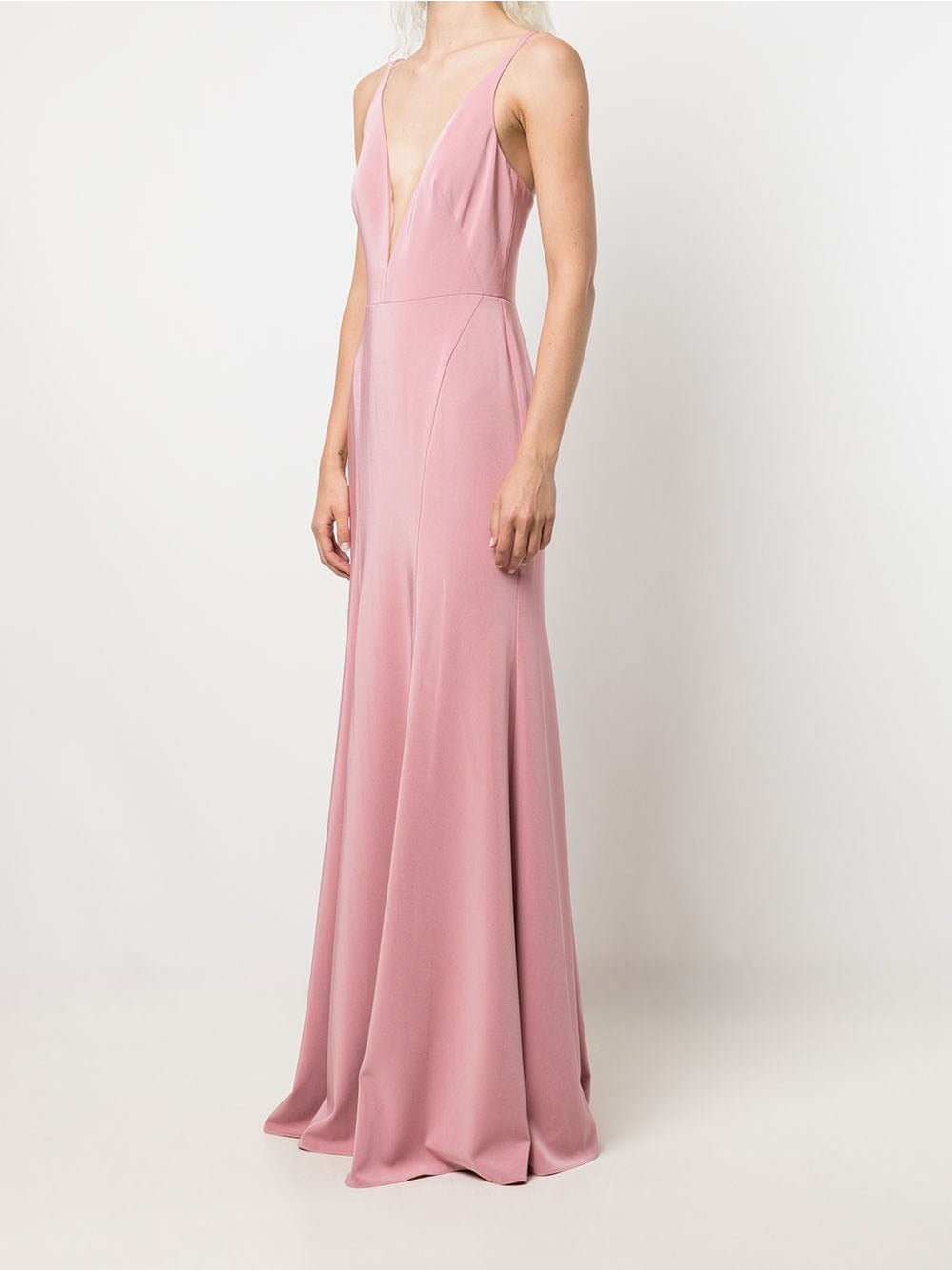 Rose Pink Deep V-Neck Fitted Gown – Marchesa