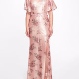 Lucca A-Line Flutter Sleeve Gown