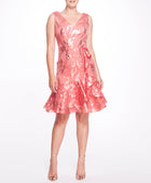 Sleeveless V-neck Fils-coupe Cocktail | Marchesa