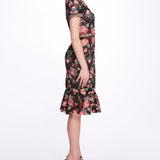 Embroidered Guipure V-neck Midi Cocktail Dress