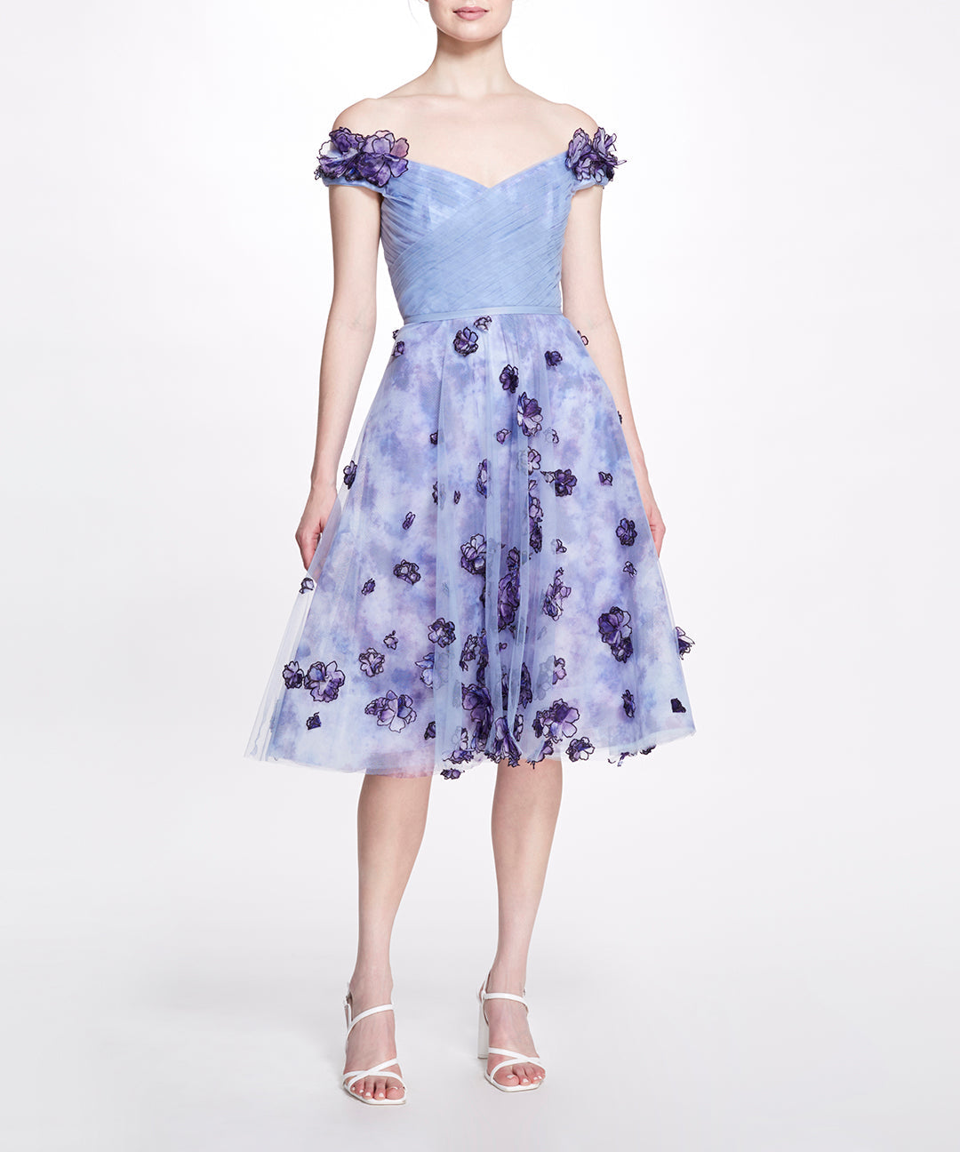 Cocktail Dress with 3D Ombré Flowers Marchesa