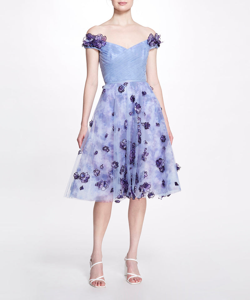 Cocktail Dress with 3D Ombré Flowers Marchesa