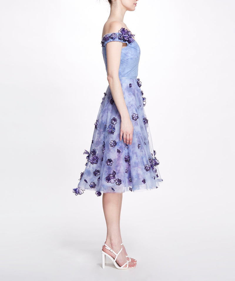 Cocktail Dress with 3D Ombré Flowers Marchesa