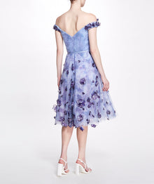 Cocktail Dress with 3D Ombré Flowers Marchesa