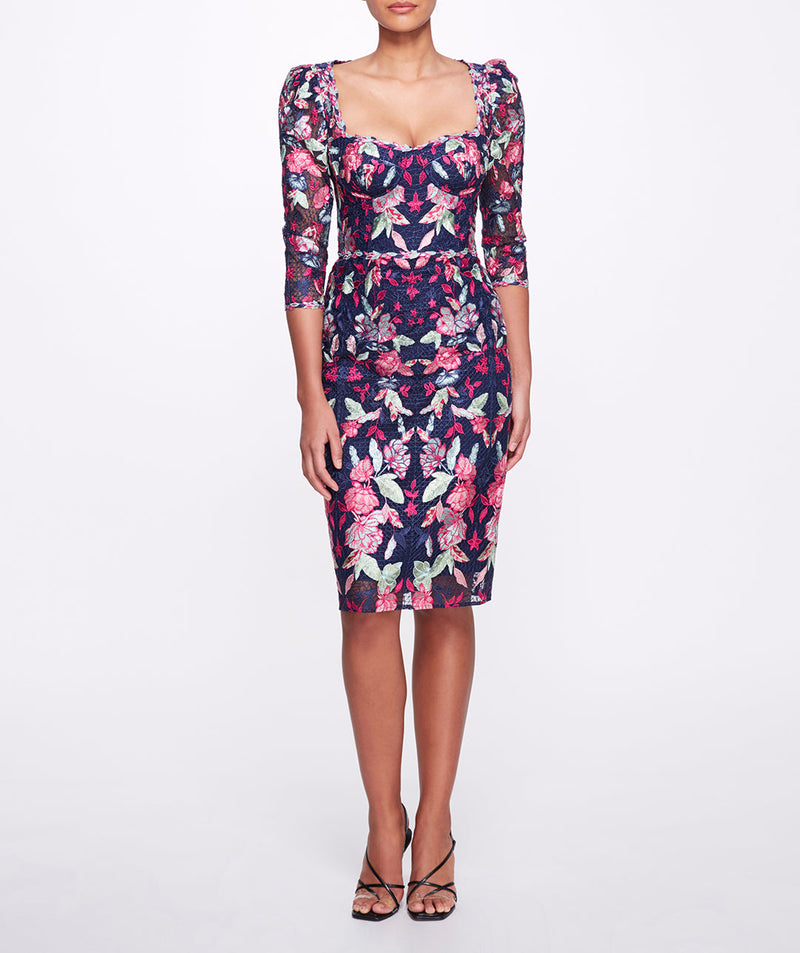 Embroidered Tulle Cocktail Dress Marchesa