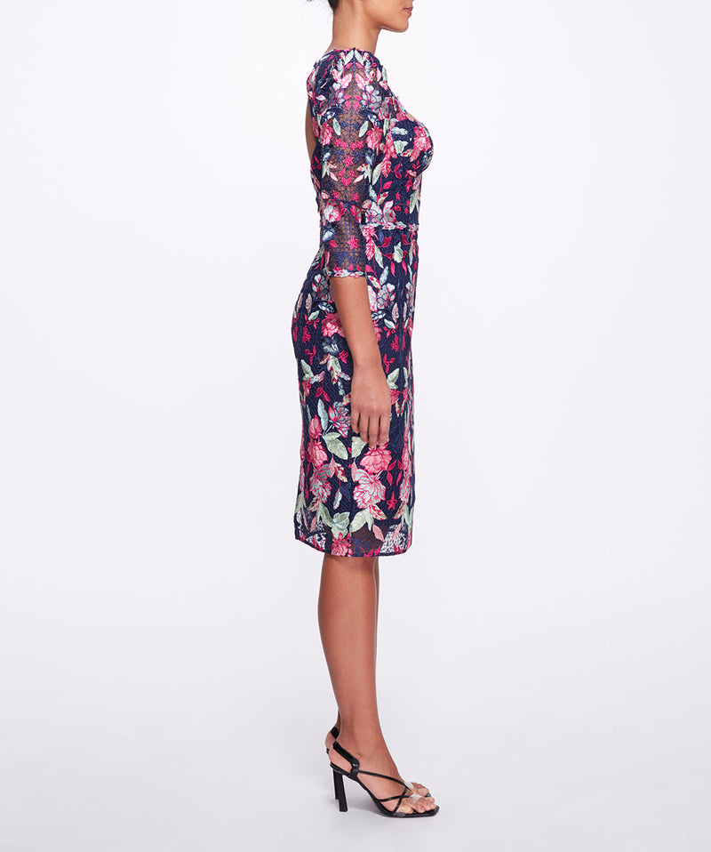 Embroidered Tulle Cocktail Dress Marchesa