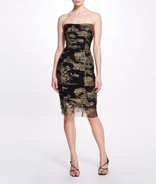 Floral Ruched Cocktail Dress Marchesa