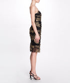 Floral Ruched Cocktail Dress Marchesa