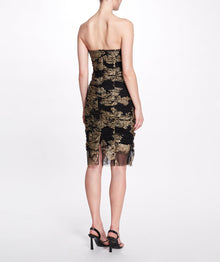 Floral Ruched Cocktail Dress Marchesa