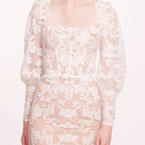 Long Sleeve Corded Midi Dress | Marchesa