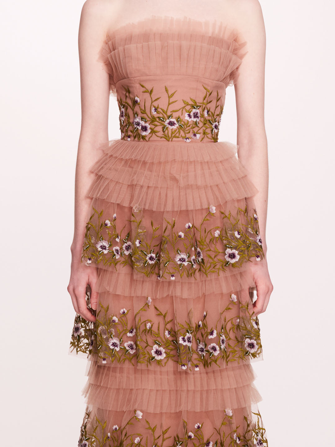 Tiered Terrarium Column Gown Marchesa